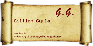 Gillich Gyula névjegykártya